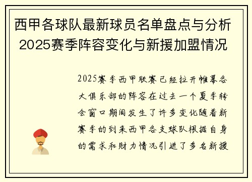 西甲各球队最新球员名单盘点与分析 2025赛季阵容变化与新援加盟情况